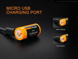 Oplaadbare USB batterij Fenix RCR123A/16340 (Li-ion)