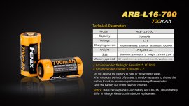 Oplaadbare batterij Fenix RCR123A/16340 (Li-Ion)