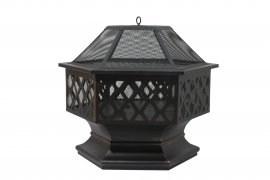 Vuurhaard HEXAGON copper patina met deksel