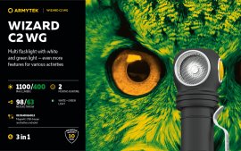 Hoofdlamp Armytek Wizard C2 WG Koud en groen licht