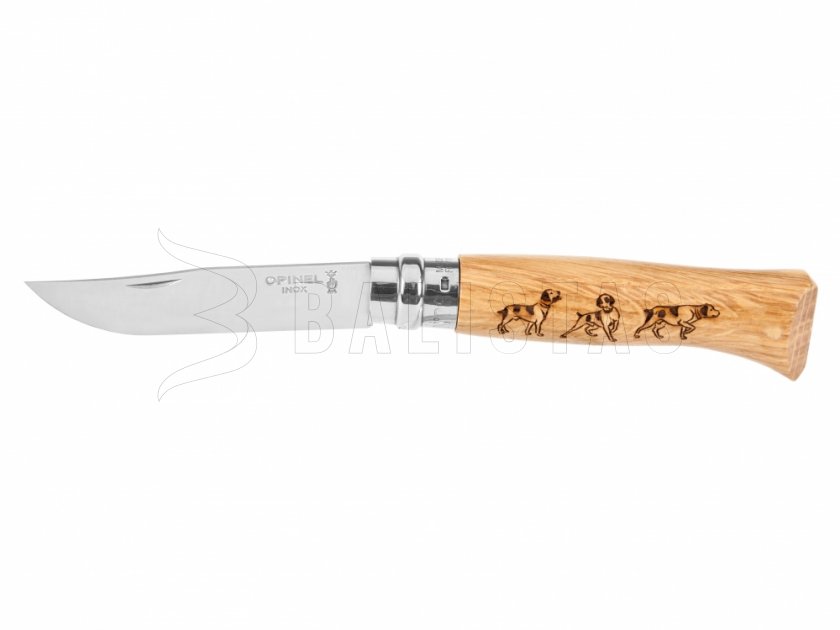 Mes Opinel 8 Vouwmes Inox Beuken Motief Hond