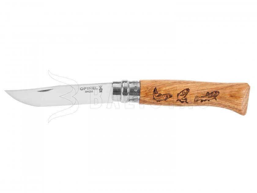 Nůž Opinel 8 Zavírací Inox Buk Motiv Ryby