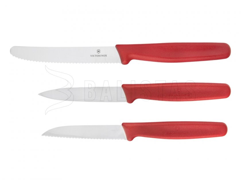Set van 3 keukenmessen Victorinox 5.1111.3 rode uitvoering