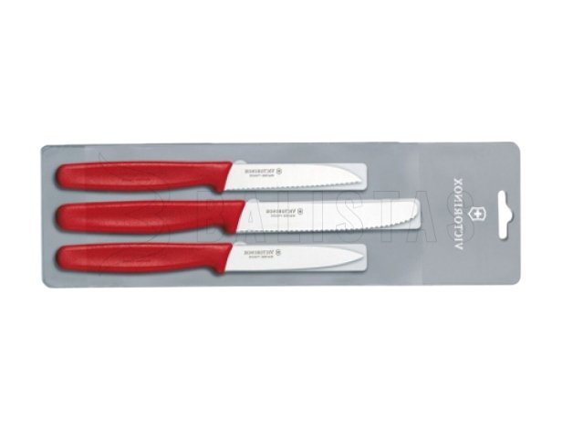 Set van 3 keukenmessen Victorinox 5.1111.3 rode uitvoering