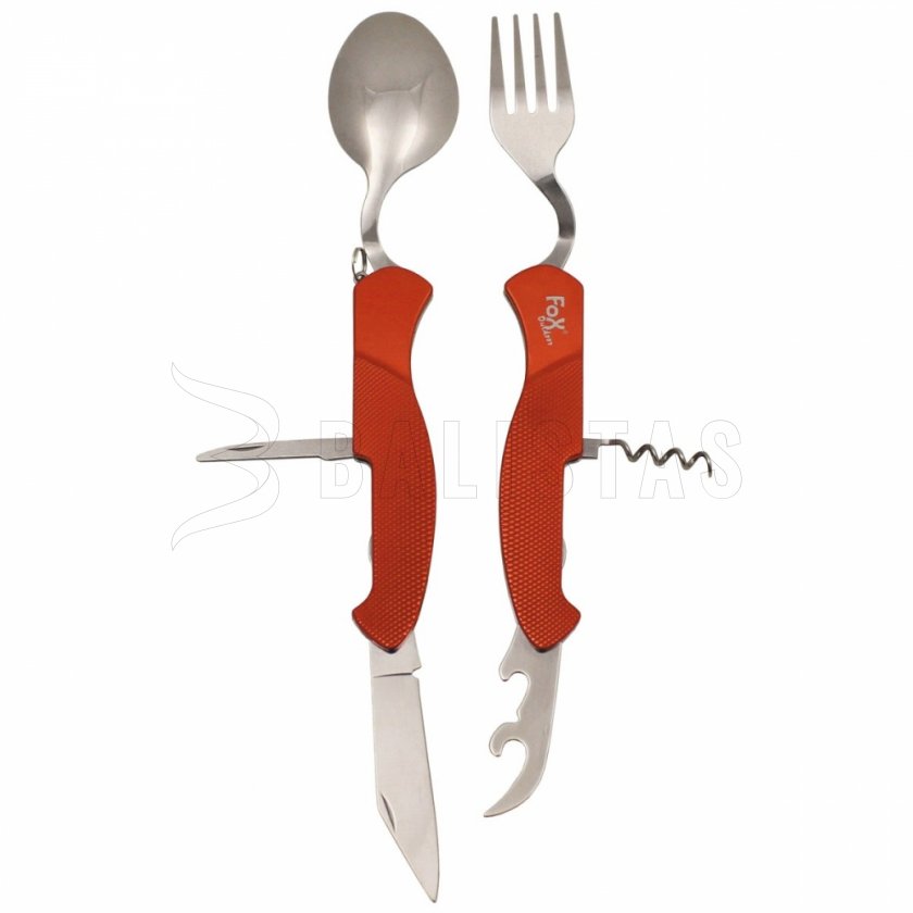 Opvouwbaar bestek Fox Outdoor 6-delig rood 44051