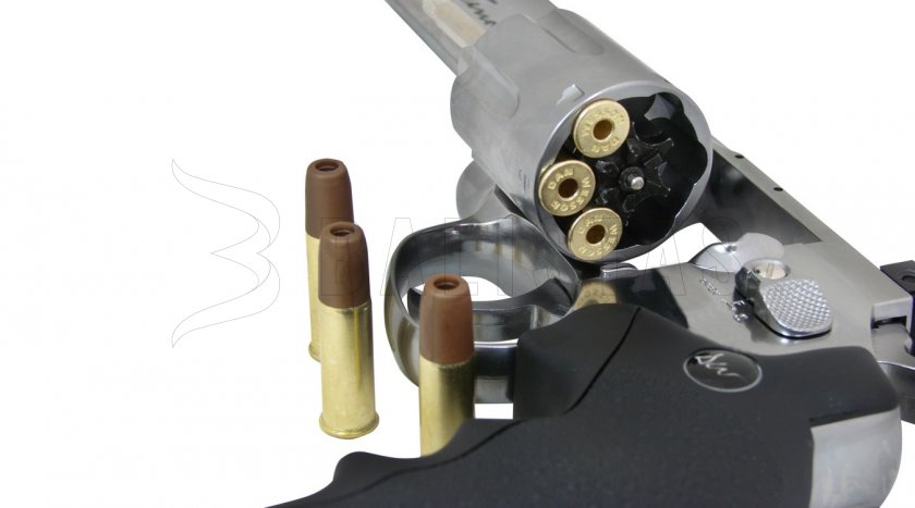 Luchtrevolver ASG Dan Wesson 6" silver voor diabolo’s 4,5mm