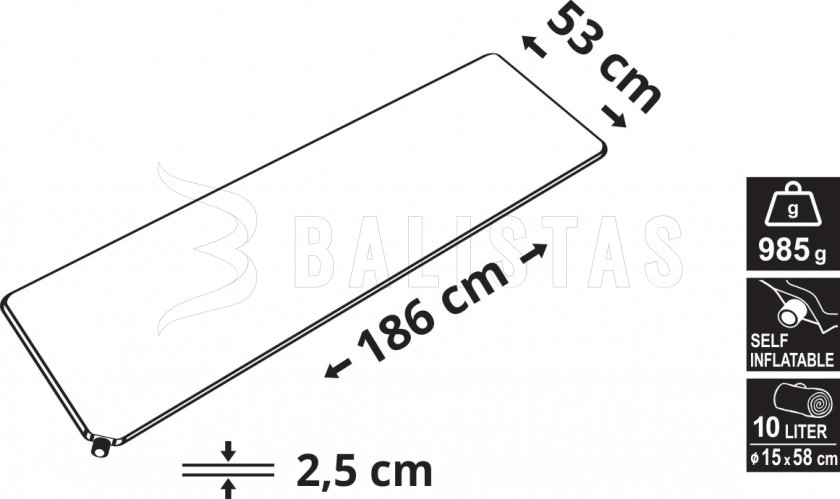 Zelfopblazend slaapmatje Cattara 2,5cm blauw