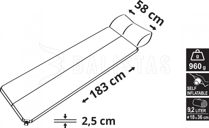 Zelfopblazende slaapmat Cattara Navy 2,5cm met kussen