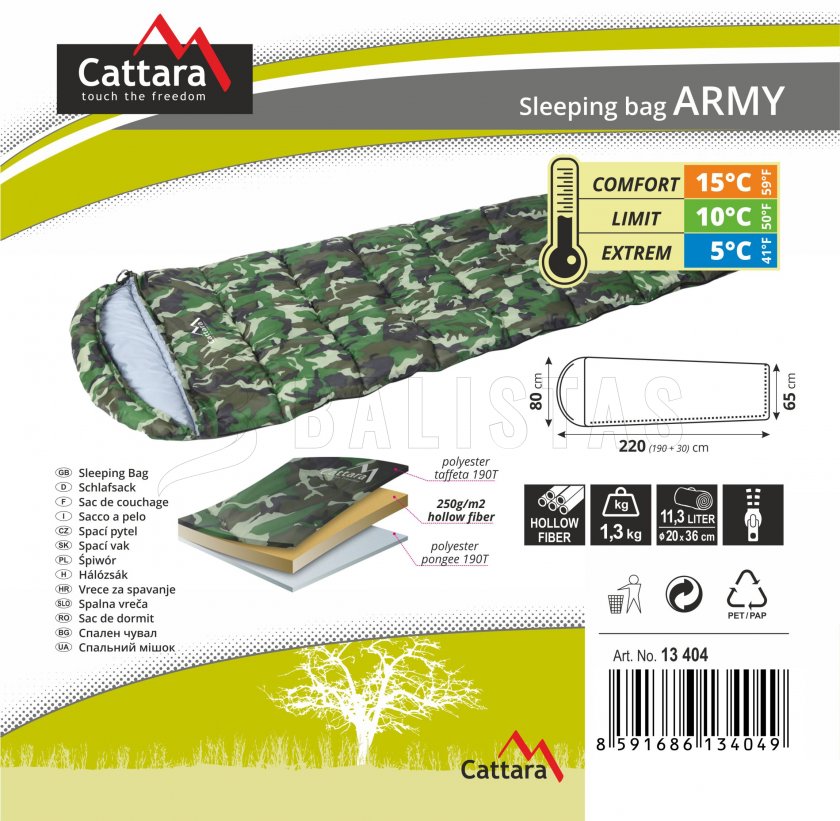 Dekenslaapzak Army 200cm