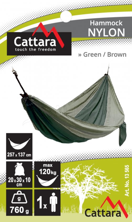 Hangmat NYLON 275x137 cm groen-bruin