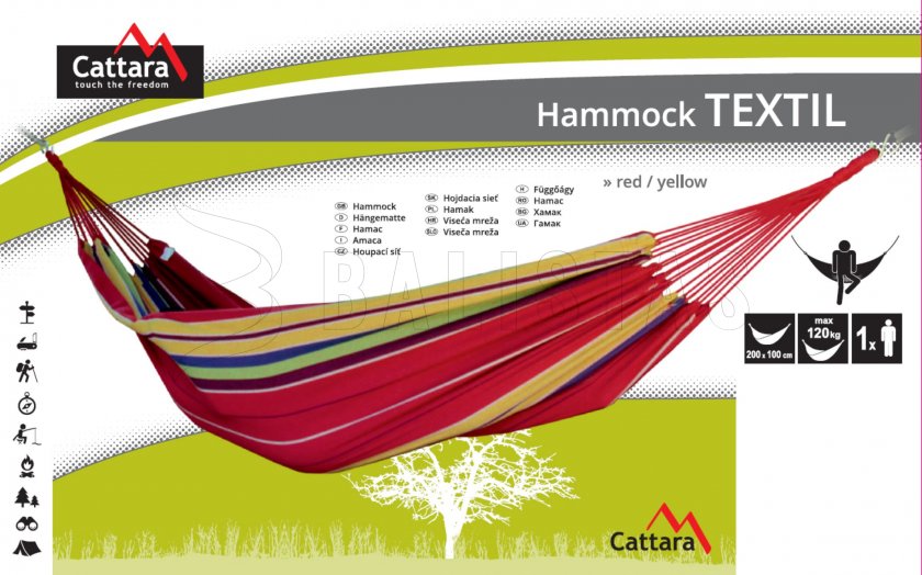Hangmat TEXTIL 200x100 cm rood-geel