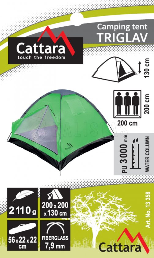 Tent Triglav voor 3 personen 200x200x130 cm