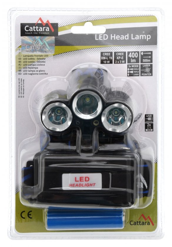 Hoofdlamp LED 400lm (1x XM-L+2x XP-E)