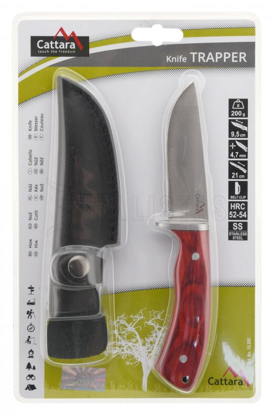 Dolk Trapper 21 cm met leren etui
