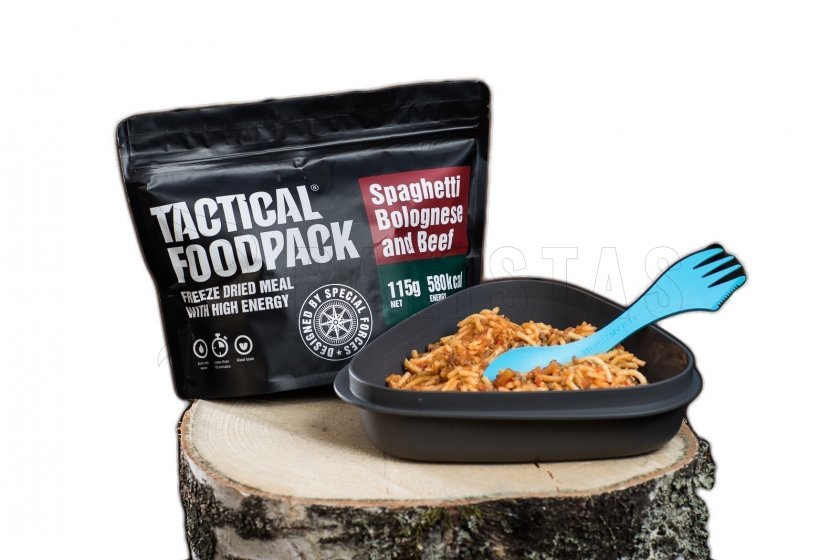 Geïndustrialiseerd voedsel - Bolognese spaghetti met rundvlees Tactical Foodpack