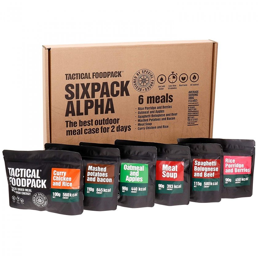 Set 6x MRE gedehydrateerd voedsel - Tactical Six Pack Alpha Tactical Foodpack