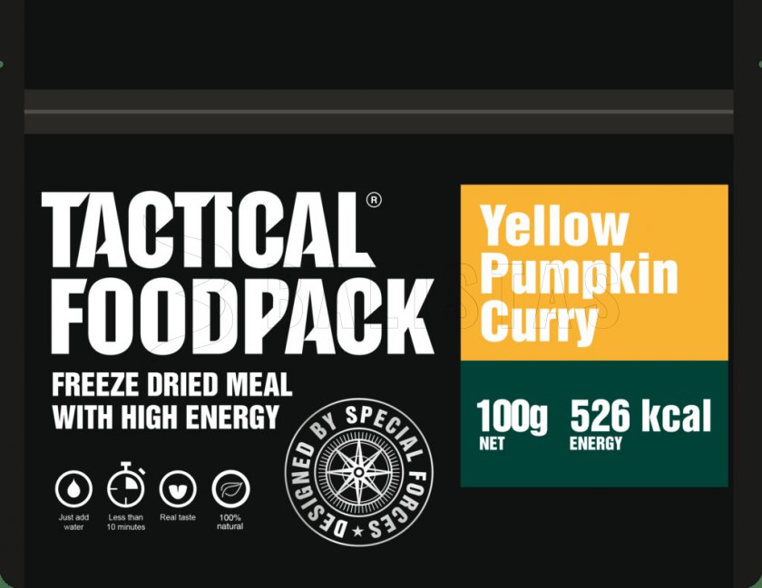 Gevriesdroogd voedsel - gele curry pompoen Tactical Foodpack