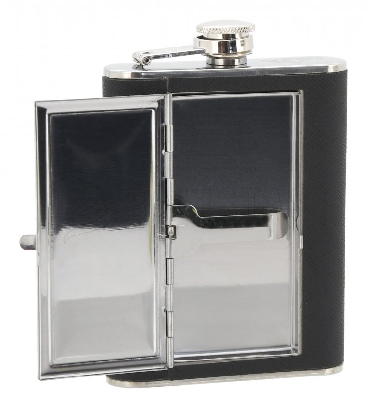 Heupfles Cattara 175ml met etui voor sigaren
