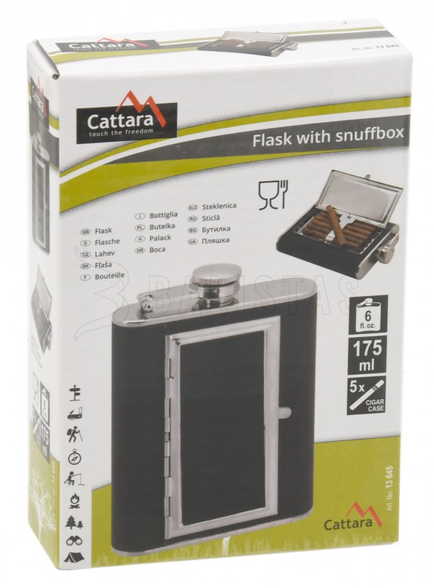 Heupfles Cattara 175ml met etui voor sigaren