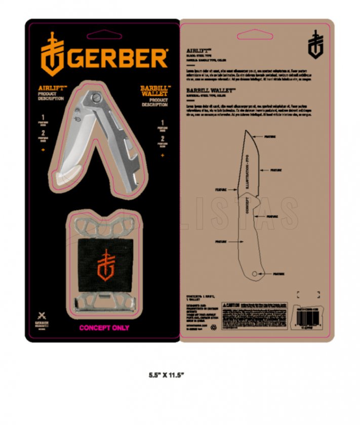 Set Gerber Mes Airlift Silver + Portemonnee Barbill Wallet Silver