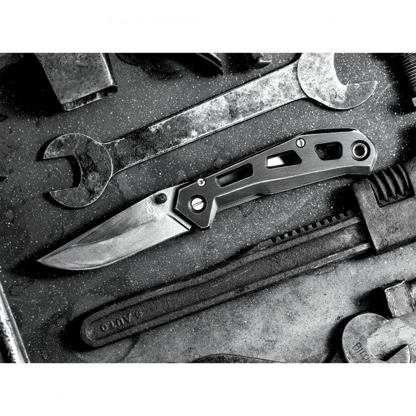 Set Gerber Mes Airlift Silver + Portemonnee Barbill Wallet Silver