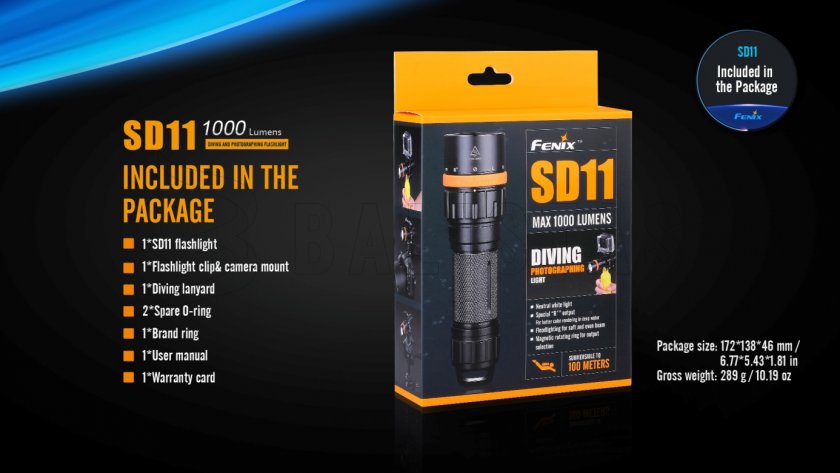 Duik LED-zaklamp Fenix SD11