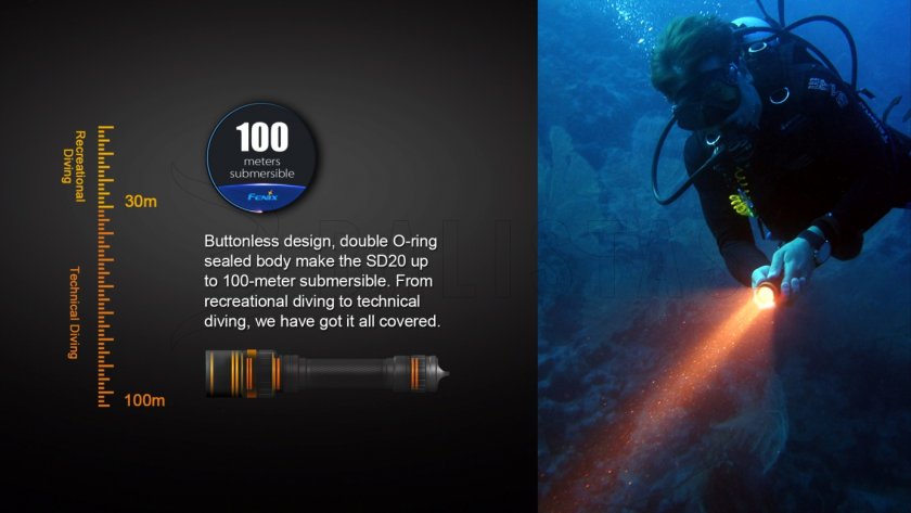 Duik LED-zaklamp Fenix SD20