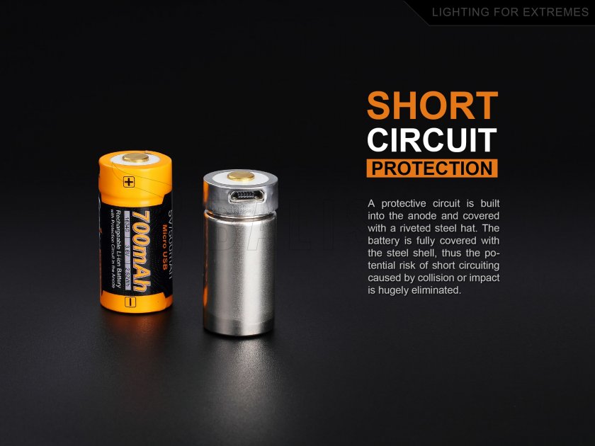 Oplaadbare USB batterij Fenix RCR123A/16340 (Li-ion)