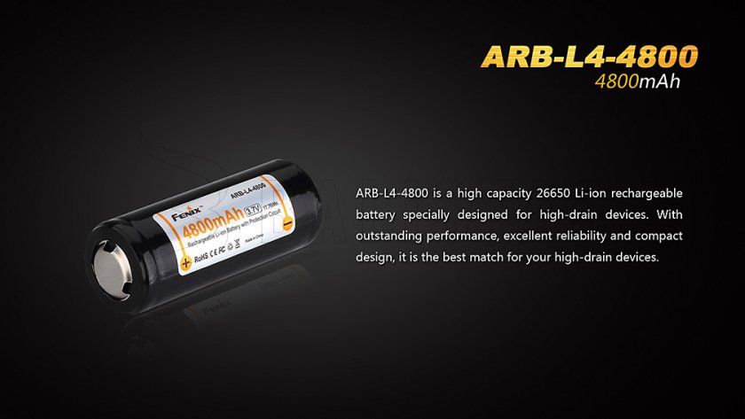 Oplaadbare batterij Fenix 26650 4800 mAh (Li-Ion)