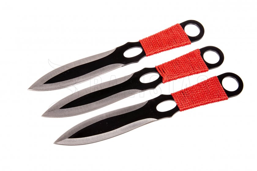 Set werpmessen Kandar rood paracord (82)