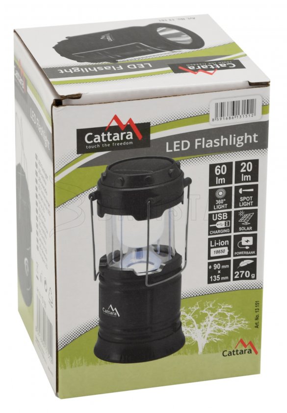 Oplaadbare kempinglamp Cattara LED 20/60lm uitschuifbaar
