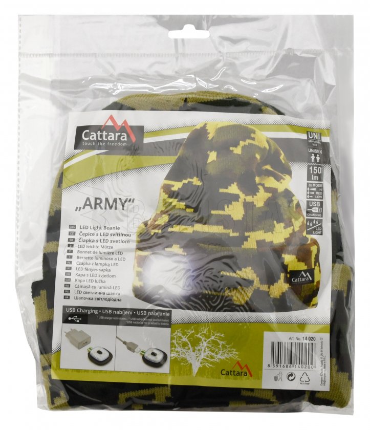 Muts ARMY met LED-zaklamp USB oplaadbaar