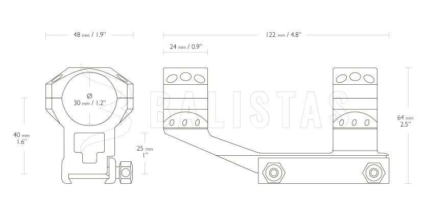 Montage Hawke Tactical AR Cantilever 22mm/30mm, hoog, eendelig