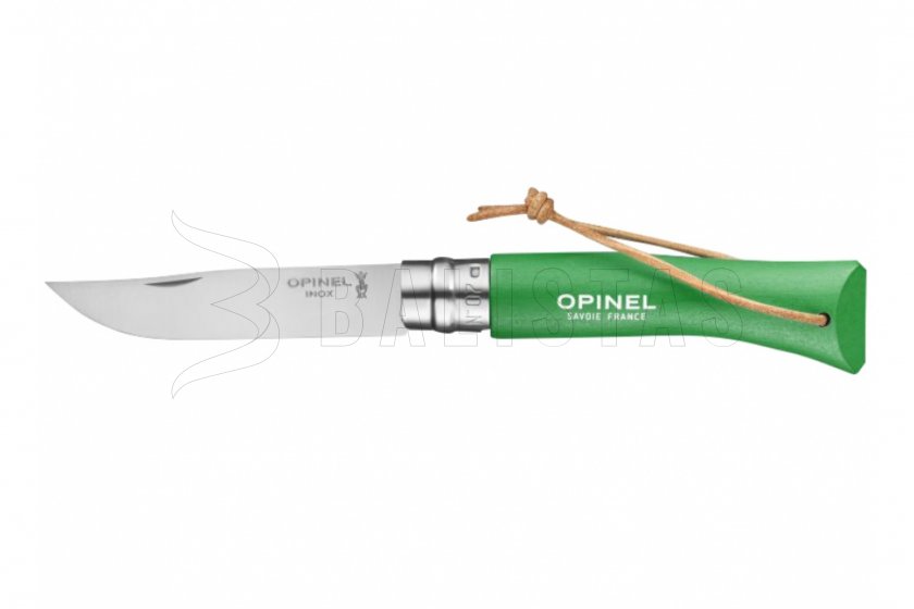 Mes Opinel 7 Inox groen met riempje