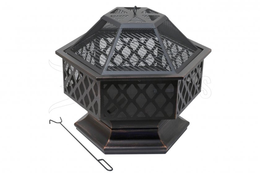 Vuurhaard HEXAGON copper patina met deksel