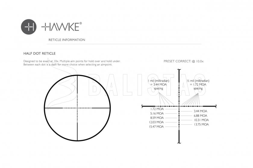 Richtkijker Hawke Vantage 3-12x44 SF 1/2 MilDot 25,4mm