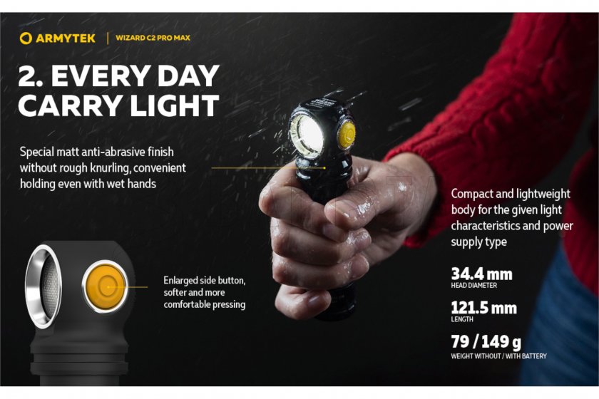 Hoofdlamp Armytek Wizard C2 Pro MAX Warm licht