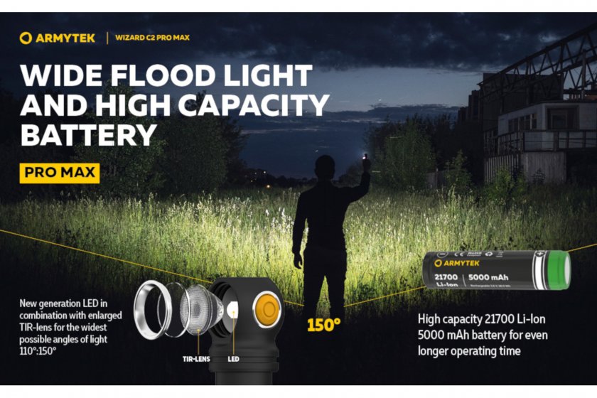 Hoofdlamp Armytek Wizard C2 Pro MAX Warm licht