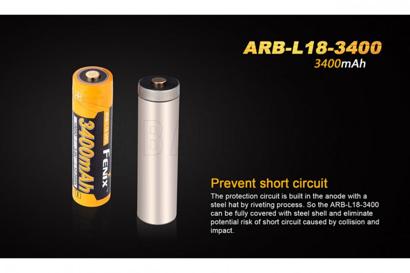 Oplaadbare batterij Fenix 18650 3400 mAh (Li-ion)