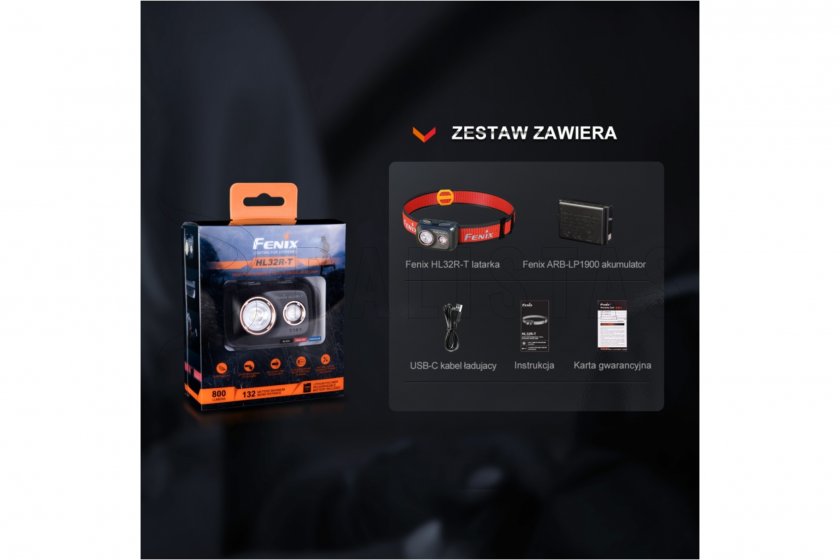 Oplaadbare hoofdlamp Fenix HL32R-T zwart