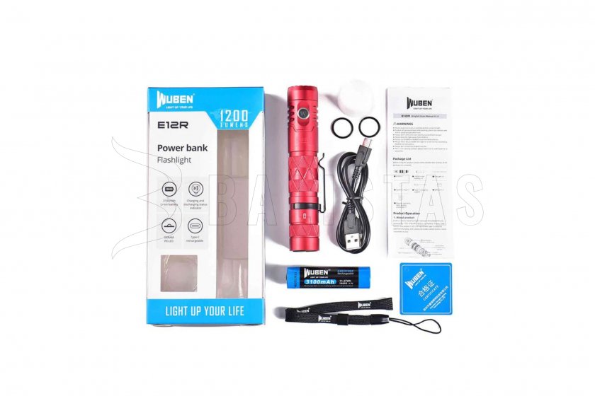 Zaklamp Wuben E12R rood