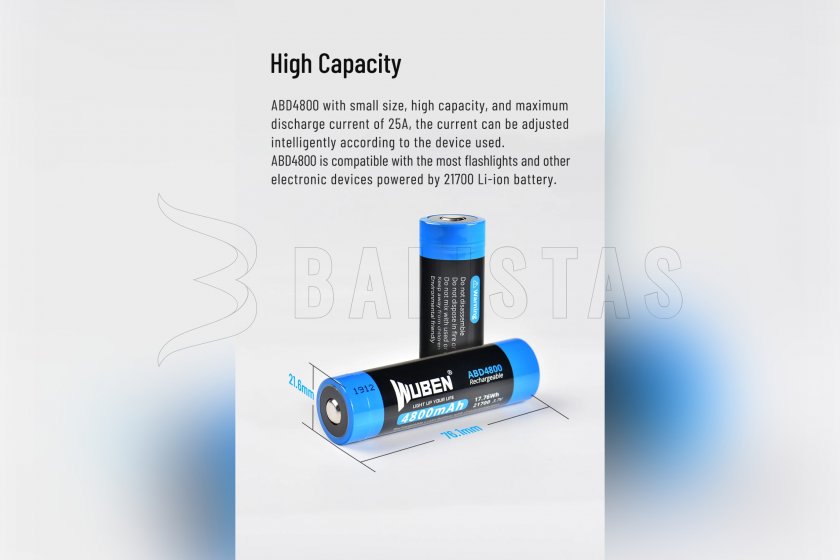 Batterij Wuben 21700 B Li-Ion 4800mAh