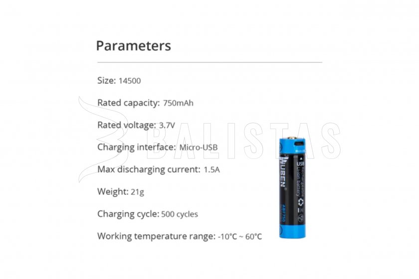 Batterij Wuben 14500B Li-Ion 750mAh