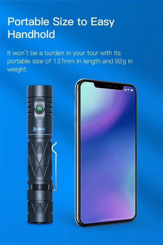 Zaklamp Wuben E12R zwart