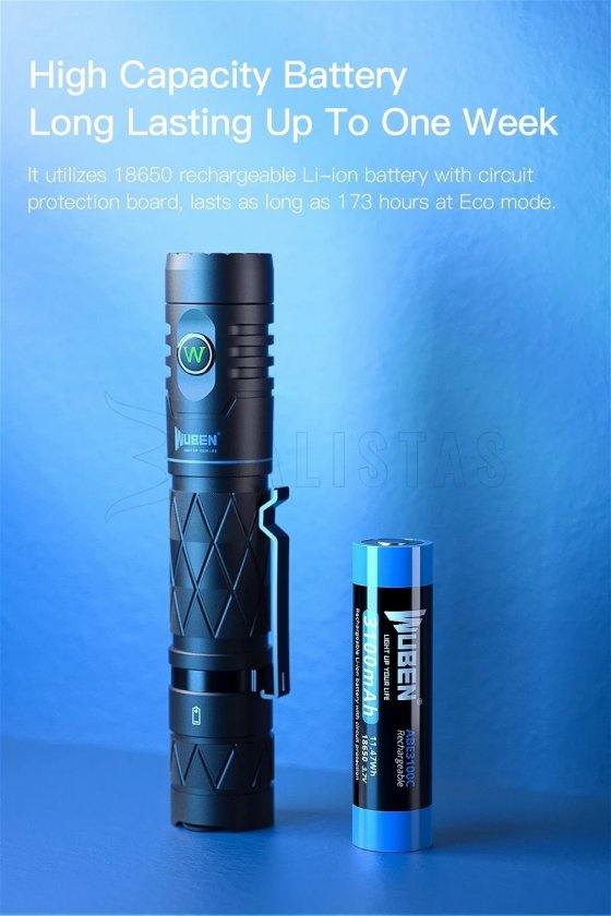 Zaklamp Wuben E12R zwart
