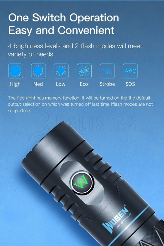 Zaklamp Wuben E12R zwart