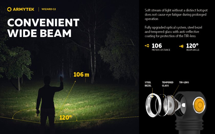 Hoofdlamp Armytek Wizard C2 Warm licht