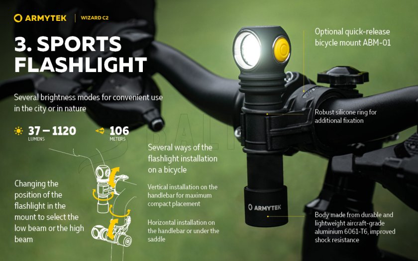 Hoofdlamp Armytek Wizard C2 Warm licht