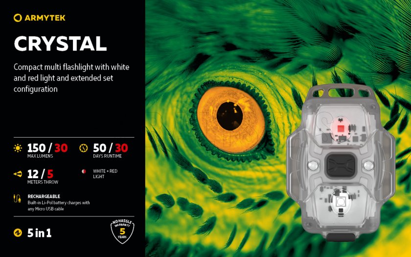 Multifunctionele hoofdlamp Armytek Crystal Green