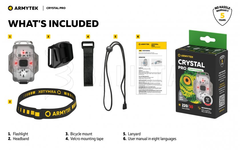 Multifunctionele zaklamp Armytek Crystal Pro - grijs